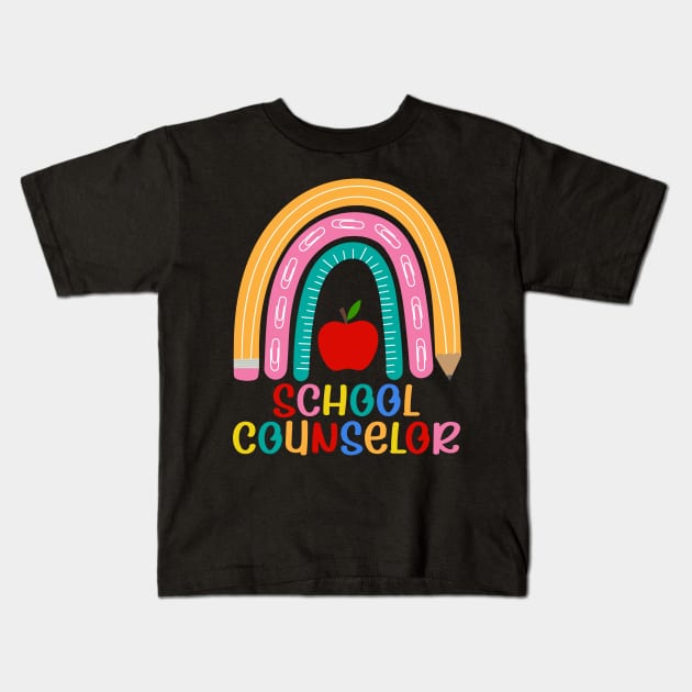 Cute School Counselor Rainbow Kids T-Shirt by White Martian